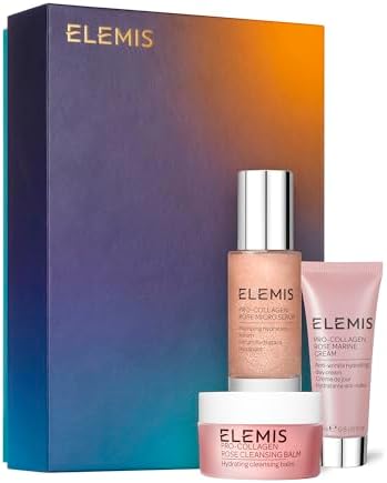 ELEMIS Pro-Collagen Rose Icons, Cleanse Plump & Hydrate, Holiday Skin Care Gift Set for Women Elemis