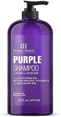 Botanic Hearth Purple Shampoo - for All Shades of Blonde, Silver and Gray Hair - With Lavender Oil, Vitamin E, & Rosemary Oil - Enhances Highlights - Sulfate Free, Paraben Free, 16 fl oz (Pack of 1) Botanic Hearth