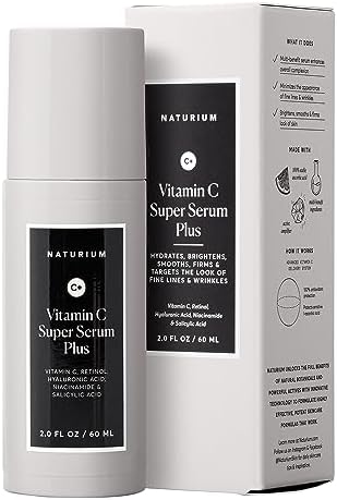 Naturium Vitamin C Super Serum Plus, Smoothing Face Care, plus Retinol, Hyaluronic Acid, Niacinamide & Salicylic Acid, 1 oz Naturium