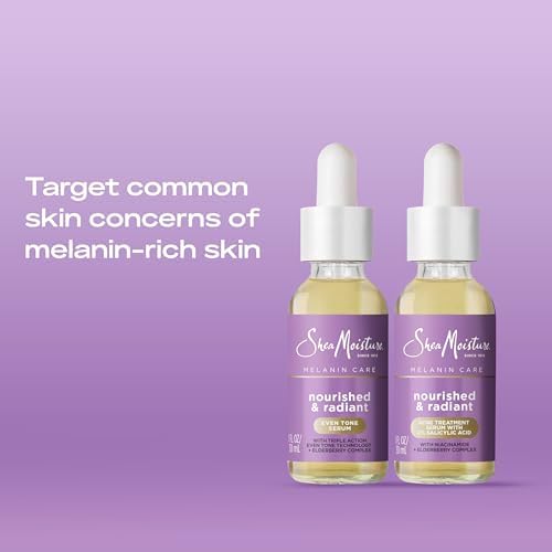 SheaMoisture Melanin Care 4-in-1 Acne Treatment Serum with 2% Salicylic Acid Nourished & Radiant for Calming, Hydrating & Treating Acne, with Niacinamide +Elderberry Complex, 1 Fl oz SheaMoisture