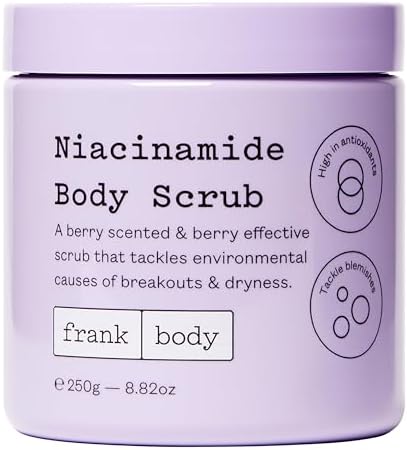 Frank Body Niacinamide Body Scrub | Vegan, Cruelty Free, Gentle Exfoliating Body Scrub | Helps to Fight Breakouts and Dryness with Niacinamide, Superfood Berry Extracts, & Green Tea | 8.82 oz / 250 g frank body