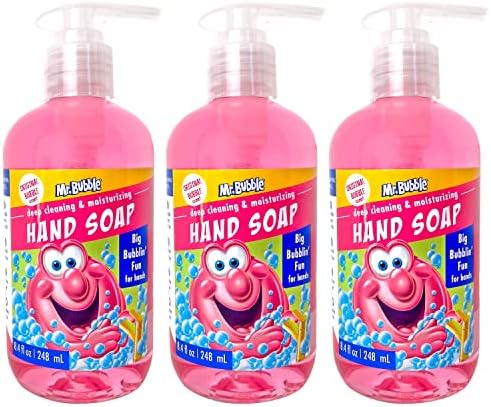 Mr. Bubble Kids Moisturizing Hand Soap, Gentle Sensitive Skin Formula Enriched with Nourishing Aloe Vera - Original Bubble Scent (Pack of 3 Bottles, 8.4 Fl Oz Each) Mr. Bubble