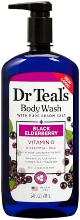 Dr Teal's Body Wash with Pure Epsom Salt, Black Elderberry with Vitamin D & Essential Oils, 24 fl oz (Packaging May Vary) Dr. Teal's