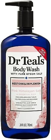 Dr. Teal's Pink Himalayan Body Wash, Restore and Replenish with Pure Epsom Salt and Essential Oils, 24 Fl Oz Dr. Teal's