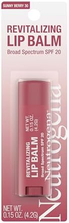 Neutrogena Revitalizing and Moisturizing Tinted Lip Balm with Sun Protective Broad Spectrum SPF 20 Sunscreen, Lip Soothing Balm with a Sheer Tint in Color Sunny Berry 30,.15 oz Neutrogena