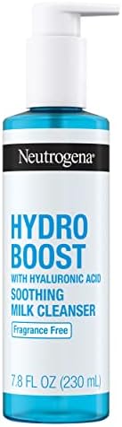 Neutrogena Hydro Boost Soothing Milk Facial Cleanser with Hyaluronic Acid, Hydrating Face Wash Gently Lifts Dirt & Oil Leaving Soft Soothed Skin, Hypoallergenic, Fragrance-Free, 7.8 Fl. Oz Neutrogena