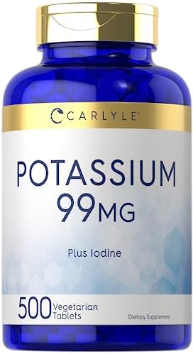 Carlyle Potassium Supplement | 99 mg | 500 Tablets | Plus Iodine | Vegetarian, Non-GMO, and Gluten Free Carlyle