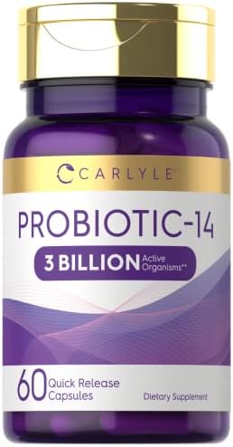 Carlyle Probiotic for Women & Men | 3 Billion CFU | 60 Capsules | 14 Strains | Non-GMO & Gluten Free Carlyle