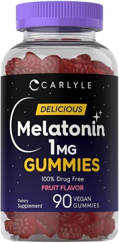 Carlyle Melatonin Gummies | 1 mg 90 Count | Fruit Flavor | Vegan, Non-GMO, Gluten Free Carlyle