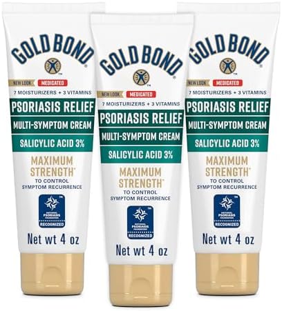 Gold Bond Multi-Symptom Psoriasis Relief Cream, 4 oz. for Itchy, Irritated & Scaling Skin (Pack of 3) Gold Bond