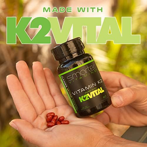 Smarter Vitamin K2 MK7 100mcg, Made with K2VITAL and Kale, 60 Liquid Softgels SmarterVitamins