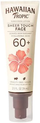 Hawaiian Tropic Sheer Touch Face Sunscreen Lotion SPF 60, 2.5oz | Sunscreen for Face, Hawaiian Tropic Sunscreen, Travel Size Sunscreen Face, Facial Sunscreen, Face Sunblock, 2.5oz Hawaiian Tropic