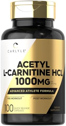 Carlyle Acetyl L-Carnitine HCL Capsules| 1000mg | 100 Count | Non-GMO and Gluten Free Supplement Carlyle