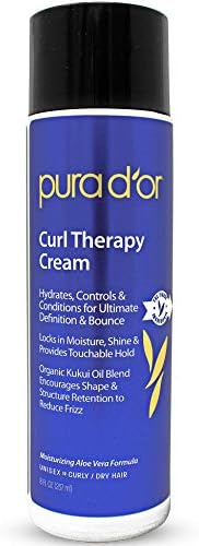 PURA D'OR Curl Therapy Leave-In Styling Cream (8oz) For Curly, Wavy or Frizzy Hair, Hydrates & Conditions, Gentle Sulfate Free Formula Infused with Natural Ingredients, Men & Women Pura D'Or