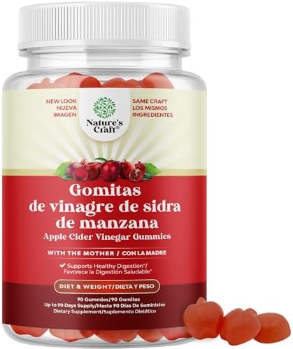 Gomitas ACV de Vinagre de Sidra Manzana – Suplemento Energético Natural con la Madre para la Limpieza del Cuerpo, Apoyo Inmunológico y Salud Intestinal – ACV con Vitamina B12 y Raíz Betabel Natures Craft