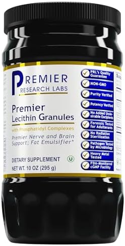 Premier Research Labs Lecithin Granules - Soy Lecithin Granules, Lecithin Supplement, Lecithin for Baking, Non GMO, Food Grade Phospholipid for Brain & Nerve Support - 10 oz Premier Research Labs