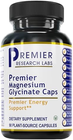 Premier Research Labs Magnesium Glycinate Supplement - Pure Magnesium, High Absorption, Supports Sleep Quality, Chelated, Vegan, Third Party Tested, Premier Energy Support - 90 Capsules Premier Research Labs