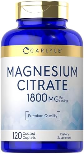 Carlyle Magnesium Citrate | 1,800mg | 120 Coated Caplets | Vegetarian, Non-GMO, and Gluten Free Supplement Carlyle