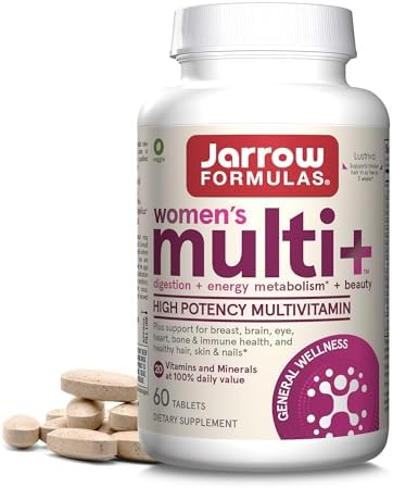 Jarrow Formulas Women's Multi+ Lustriva Hair Growth for Women, Vitamin A, D, Zinc & Lutein, 60 Tablets, 30 Day Supply Jarrow Formulas