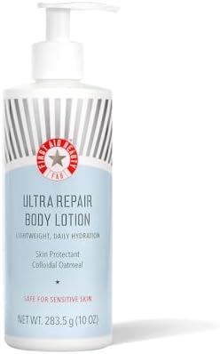 First Aid Beauty - Ultra Repair Body Lotion, Lightweight Daily Hydration Skin Protectant Colloidal Oatmeal, Gentle Eczema Nourishment & Dry Skin Moisturizer, Safe for Sensitive Skin, Unscented, 10 oz First Aid Beauty