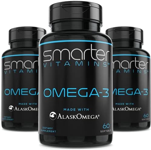 SmarterVitamins Omega 3 Fish Oil, Strawberry Flavor, Burpless, Tasteless, 2000mg, DHA EPA Triple Strength, Made with AlaskOmega® SmarterVitamins