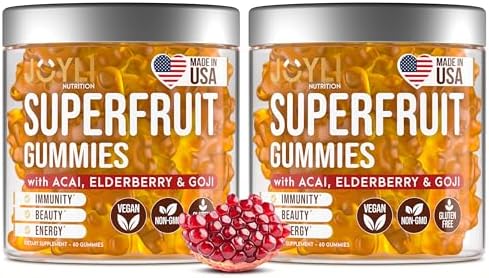 Joyli Superfruit Gummies - Sugar-Free Fruit Multivitamin Gummies for Adults - Natural Gummy Vitamins for Women & Men with Goji, Elderberry, Vitamins A, C, D & E - Supports Immunity, Digestion & Energy JOYLI Nutrition