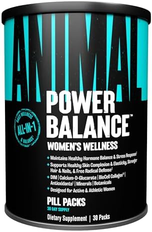 Animal Power Balance – Women's Alpha F Comprehensive Formula – Supports Hormonal Balance, Complexion, Hair, Nails, Mood and Stress, Intestinal Health, & Bone and Joint Health – 30 Packs Animal