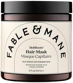 Fable & Mane HoliRoots Hair Mask, 8FL oz - Hydrating Hair Mask for Dry Damaged Hair with Shea Butter, Banana, Coconut Water, Mango Butter and Indian Jasmine Sambac Fragrance Fable & Mane