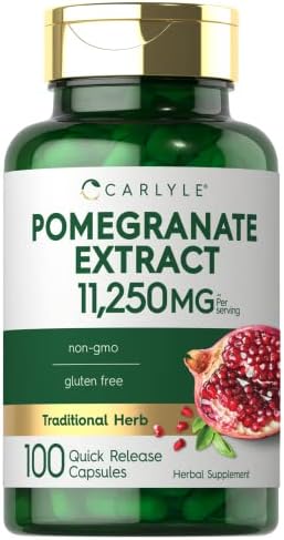 Carlyle Pomegranate Extract | 11250mg | 100 Capsules | Non-GMO, Gluten Free Supplement | Traditional Herb Carlyle