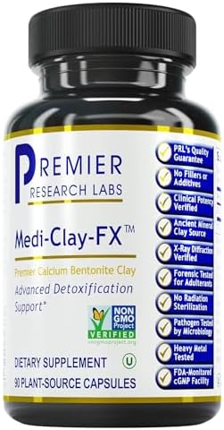 Premier Research Labs Medi-Clay-FX: Bentonite Clay Capsules for Detoxification | Food Grade Smectite Supplement | Absorb Toxins, Supports Cellular Health and Mold Detox - 60 Capsules Premier Research Labs