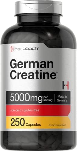 Horbäach German Creatine Monohydrate 5000mg | 250 Capsules | Non-GMO, Gluten Free Supplement Horbäach