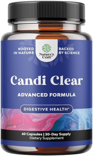 Natures Craft Candi-Clear Body Cleanse Detox for Women - Anti Overgrowth Gut Detox for Women with Caprylic Acid Black Walnut Wormwood and Oregano - Full Body Cleanse with Pre and Probiotics Natures Craft