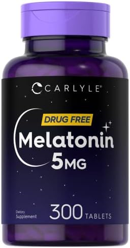 Carlyle Melatonin 5mg | 300 Tablets | Drug Free Supplement | Vegetarian, Non-GMO, Gluten Free Carlyle