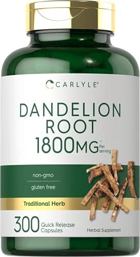 Carlyle Dandelion Root | 1800mg | 300 Capsules | Non-GMO, Gluten Free Supplement Carlyle