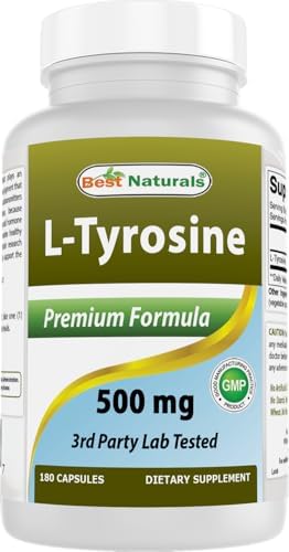 Best Naturals L-Tyrosine 500 mg 90 Capsules (90 Count (Pack of 2)) Best Naturals