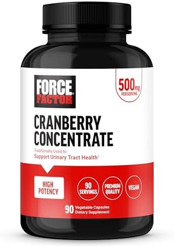 FORCE FACTOR Cranberry Concentrate, Cranberry Pills for Women and Men to Support Urinary Tract Health, High-Potency Cranberry Extract, Vegan Friendly, 90 Capsules Force Factor