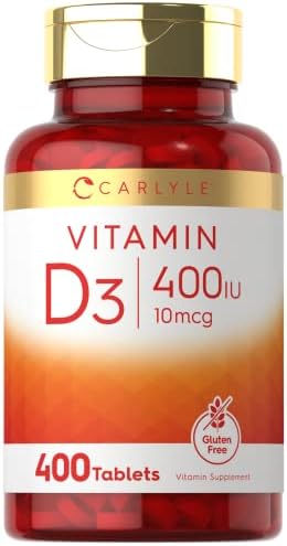 Carlyle Vitamin D3 | 400iu (10mcg) | 400 Tablets | Value Size | Vegetarian, Non-GMO, and Gluten Free Formula | Vitamin D Supplement Carlyle