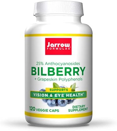 Jarrow Formulas Bilberry + Grapeskin Polyphenols 280 mg - 120 Veggie Caps - Supports Vision & Eye Health - Up to 120 Servings Jarrow Formulas