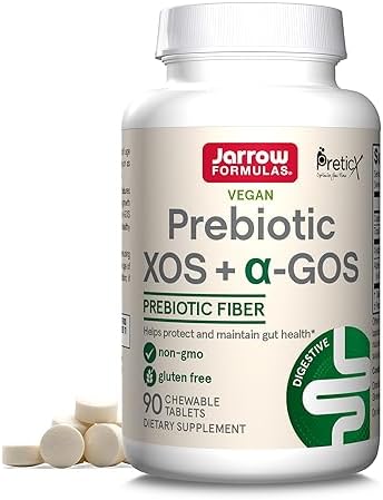 Jarrow Formulas Prebiotic XOS + GOS Prebiotic Fiber, Supplement for Gut Support, 90 Chewable Gut Health Tablets, 30 Day Supply Jarrow Formulas