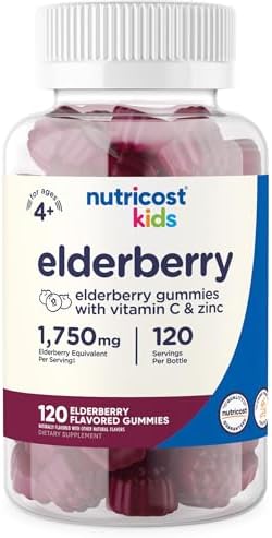 Nutricost Kids Elderberry Gummies (50mg) with Zinc & Vitamin C 120 Gummies - Gluten Free, No Corn Syrup Nutricost