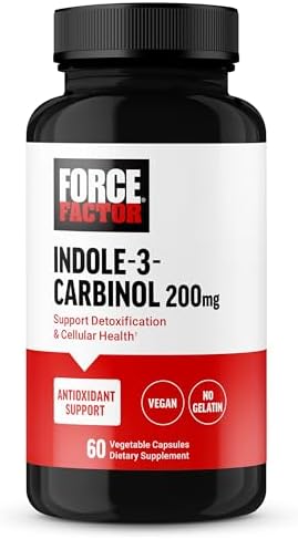 FORCE FACTOR Indole 3 Carbinol 200mg Detox and Antioxidant Supplement, Detox for Men and Women with Antioxidants, Clinically Studied Dose, Vegan, No Gelatin, 60 Capsules Force Factor