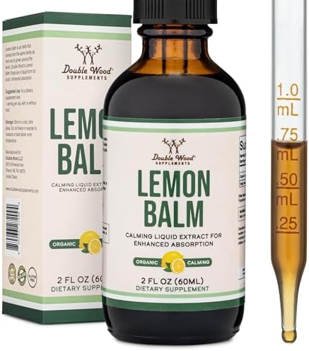 Double Wood Supplements Lemon Balm Tincture - Organic Lemon Balm Drops for Relaxation 590mg - 2FL OZ, 120 Servings (Better Absorbed Than Capsules, Great Addition to Lemon Balm Tea) for Relaxation Double Wood Supplements