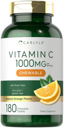 Carlyle Vitamin C Chewables | 1000mg | 180 Tablets | Vegetarian, Non-GMO, Gluten Free Supplement Carlyle