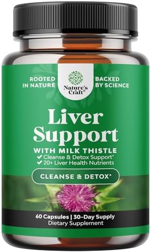 Milk Thistle Liver Support Supplement - Herbal Liver Supplement with Silymarin Milk Thistle Extract Dandelion Root Artichoke Extract Choline Bitartrate Berberine and Chicory Root for Cleanse Natures Craft