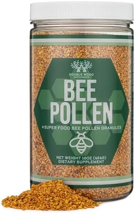 Bee Pollen Supplement - 1lb (16 OZ) of Raw Bee Pollen Granules (151 Servings of 3 Grams Each with Scoop) Superfood High in Vitamins, Minerals, and Protein by Double Wood Double Wood Supplements