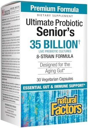 Natural Factors Ultimate Probiotic Senior's, Digestive & Immune Support for The Aging Gut, 8 Strains, 35 Billion CFU, 30 Capsules Natural Factors