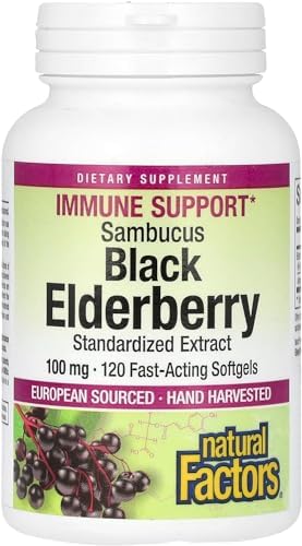 Natural Factors Black Elderberry, 100 mg, 60 Fast-Acting Softgels Natural Factors