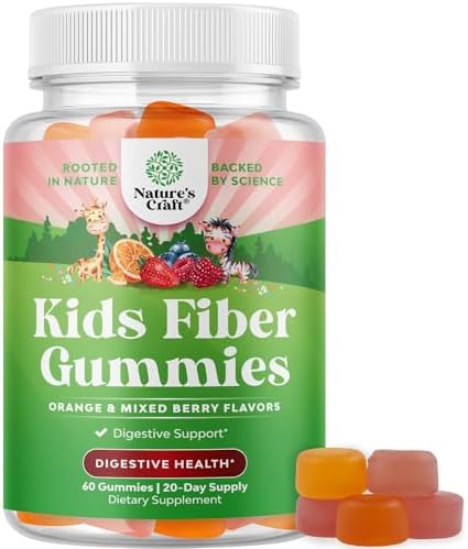 Kids Fiber Gummy Prebiotics Supplement - Soluble Fiber Gummies for Kids for Easing Constipation and Supporting Digestive Health Gummies Immune System Booster Delicious Gummy Vitamins Natures Craft