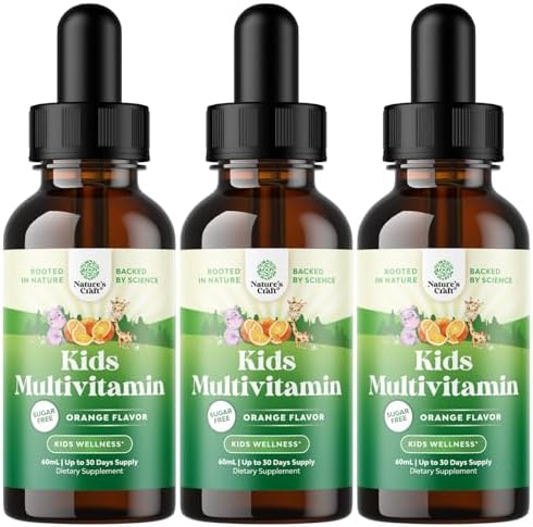 Natures Craft Liquid Multivitamin for Kids Immunity Support - Yummy Toddler Multivitamin Supplement with a C D3 E B6 and D3 Liquid Vitamins for Kids of All Ages - High Absorption (3 Pack) Natures Craft