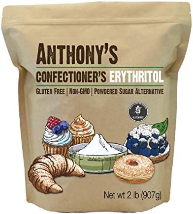 Anthony's Confectioner's Erythritol Powder, 2 lb, Non GMO, Sweetener, Zero Calorie, Keto & Paleo Friendly Anthony's